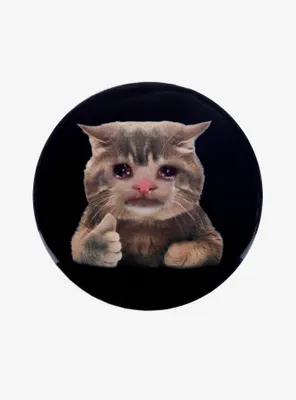 Thumbs Up Crying Cat Button