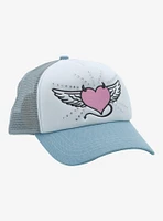 Winged Devil Heart Rhinestone Trucker Hat