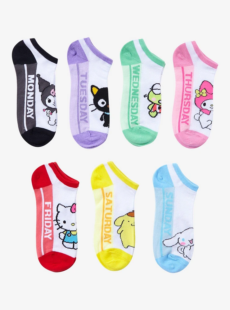 Hello Kitty And Friends Week No-Show Socks 7 Pair