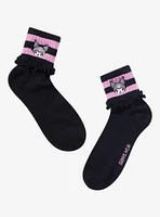 Kuromi Varsity Stripe Lettuce Ankle Socks