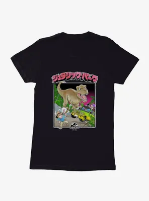 Jurassic Park T-Rex Attack Anime Womens T-Shirt