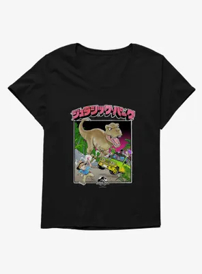 Jurassic Park T-Rex Attack Anime Womens T-Shirt Plus