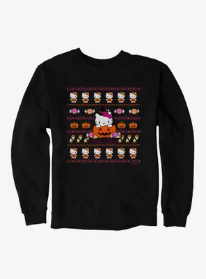 Hello Kitty Trick Or Treat Ugly Sweater Pattern Sweatshirt