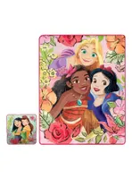 Disney Princess Floral Smiles Silk Touch Throw With Cloud Pillow