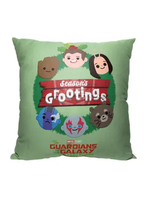 Marvel Guardians Of The Galaxy Seasons Grootings Wreath Printed Throw Pillow