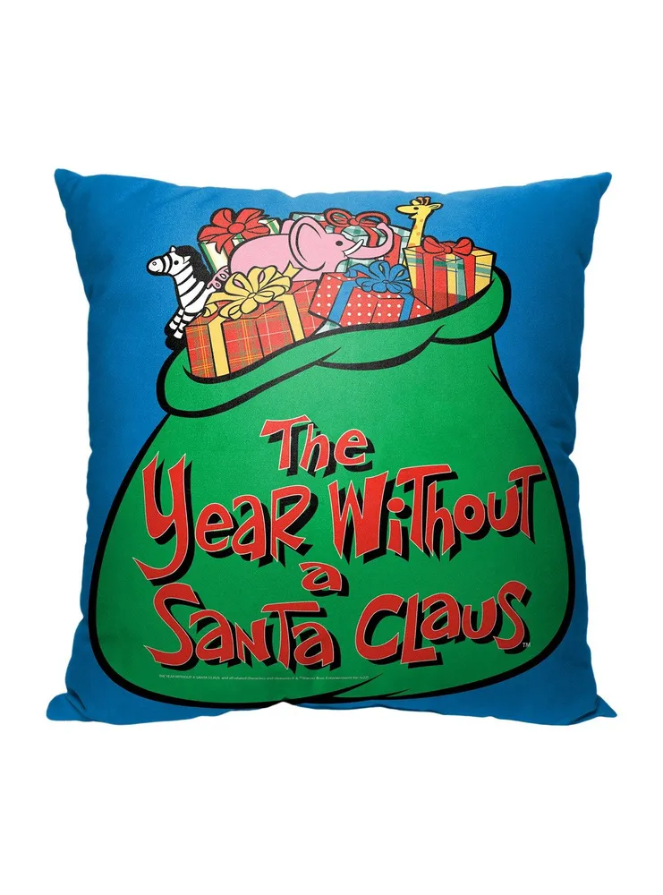 Year Without A Santa Claus Bag Of Toys Printed Throw Pillow