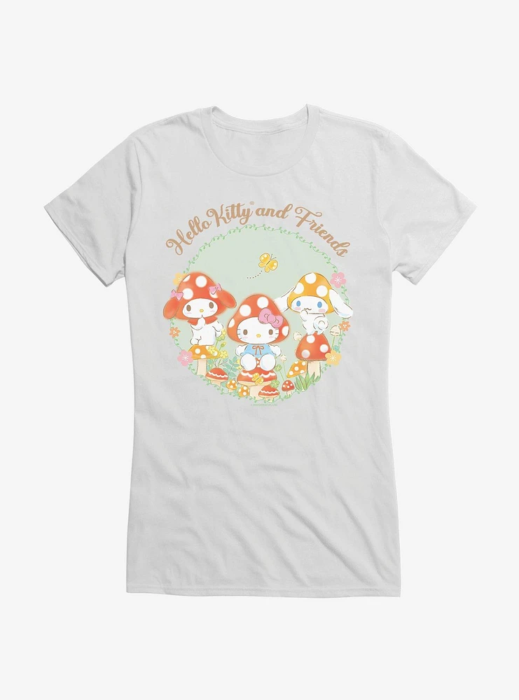 Hello Kitty And Friends Mushroom Garden Circle Portrait Girls T-Shirt