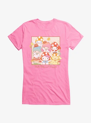 Hello Kitty And Friends Mushroom Hats Portrait Girls T-Shirt