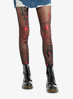 Black & Red Star Tights