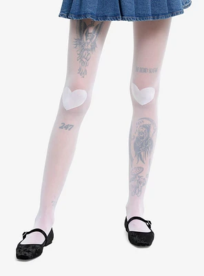 White Heart Tights