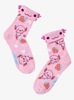 Axolotl Strawberry Crew Socks