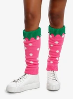 Pink Strawberry Knit Leg Warmers