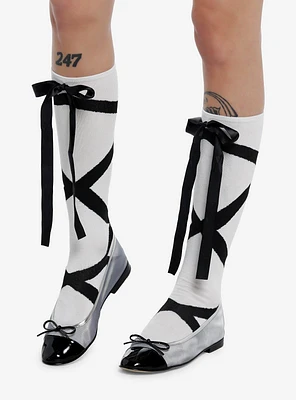 Ribbon Lace-Up Knee-High Socks