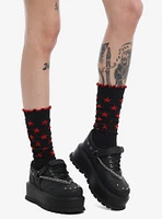 Black & Red Star Slouch Socks