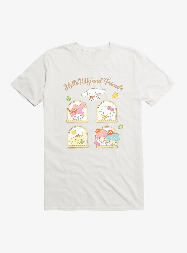 Hello Kitty And Friends Mushroom Garden Portrait Tiles T-Shirt