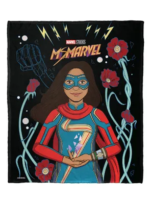 Marvel Ms Marvel Cartoon Kamala Silk Touch Throw Blanket