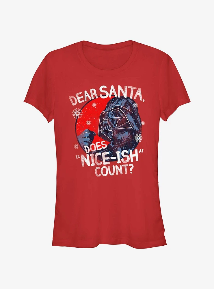 Star Wars Vader Dear Santa Does Nice-Ish Count Girls T-Shirt