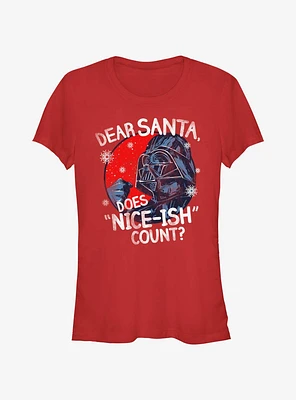 Star Wars Vader Dear Santa Does Nice-Ish Count Girls T-Shirt