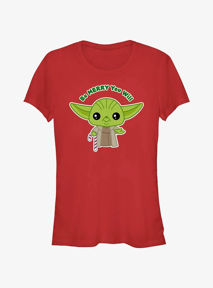 Star Wars Yoda Be Merry You Will Girls T-Shirt