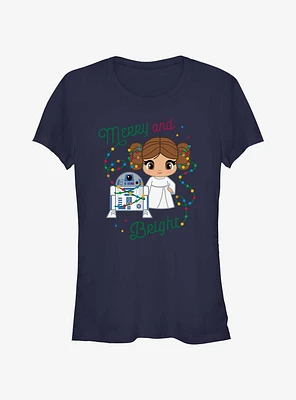 Star Wars R2-D2 & Leia Merry and Bright Girls T-Shirt