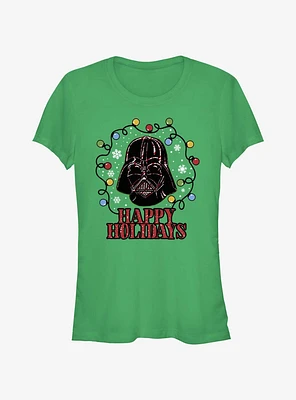 Star Wars Vader Lights Happy Holidays Girls T-Shirt