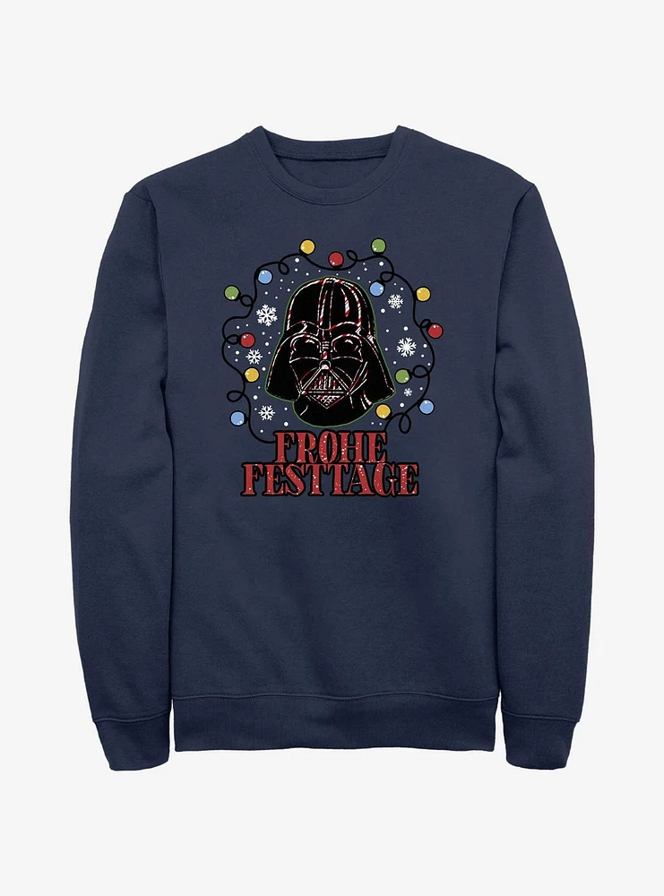 Star Wars Vader Lights Happy Holidays German Sweatshirt
