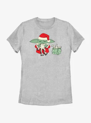 Star Wars The Mandalorian Santa Grogu Froggy Present Womens T-Shirt