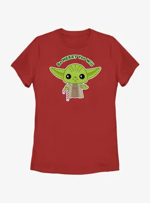 Star Wars Yoda Be Merry You Will Womens T-Shirt