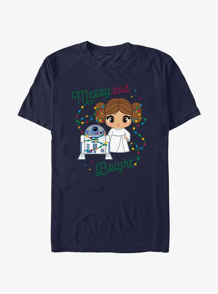 Star Wars R2-D2 & Leia Merry and Bright T-Shirt