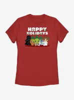 Star Wars Happy Holidays Chibis Womens T-Shirt