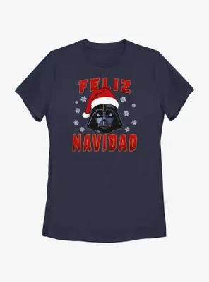 Star Wars Santa Vader Merry Christmas Spanish Womens T-Shirt