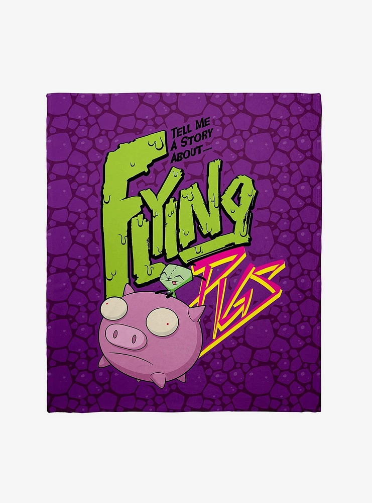 Invader Zim Story About Flying Pigs Throw Blanket