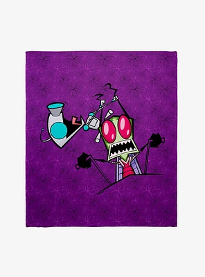 Invader Zim GIR Driving Zim Crazy Throw Blanket