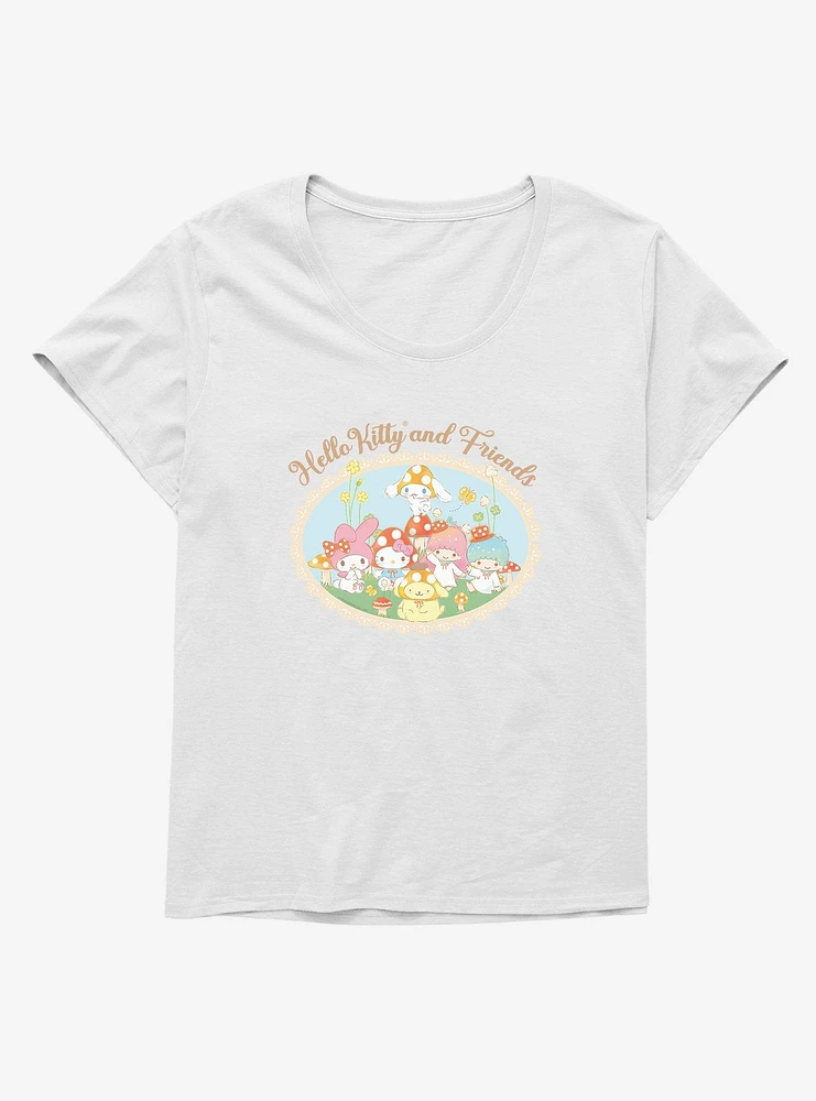 Hello Kitty And Friends Mushroom Garden Portrait Girls T-Shirt Plus