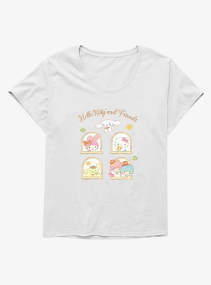 Hello Kitty And Friends Mushroom Garden Portrait Tiles Girls T-Shirt Plus