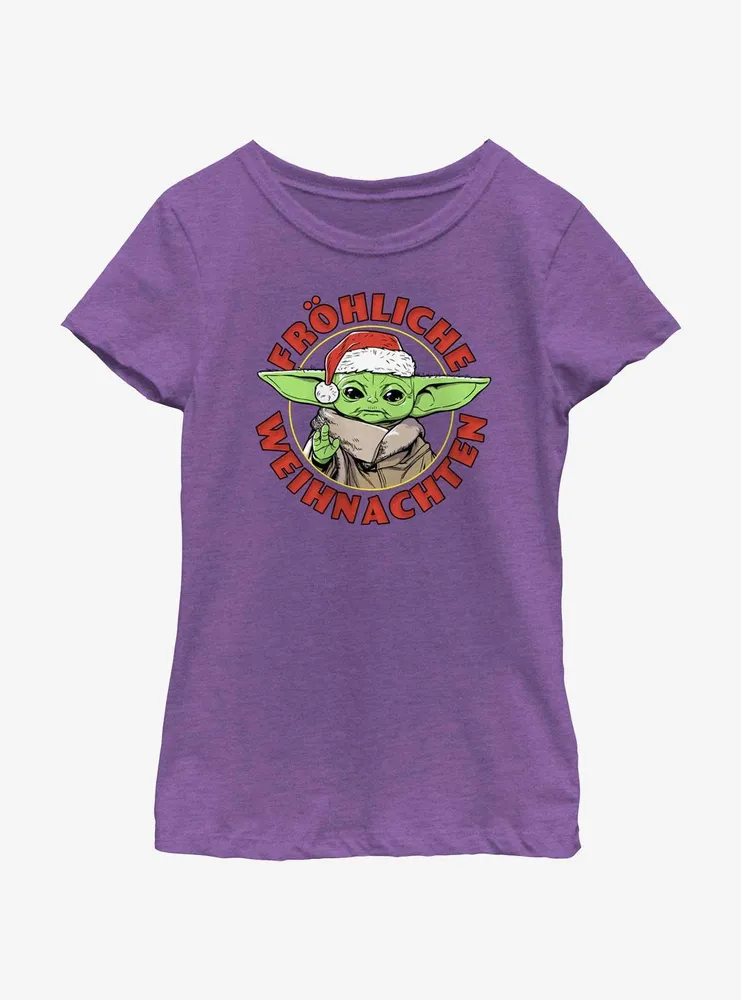 Star Wars The Mandalorian Grogu Merry Christmas German Youth Girls T-Shirt