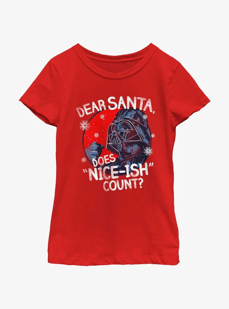 Star Wars Vader Dear Santa Does Nice-Ish Count Youth Girls T-Shirt