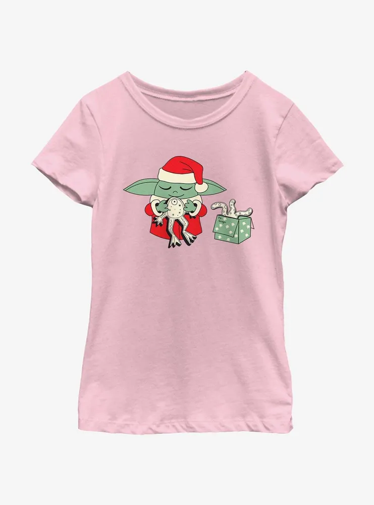 Star Wars The Mandalorian Santa Grogu Froggy Present Youth Girls T-Shirt