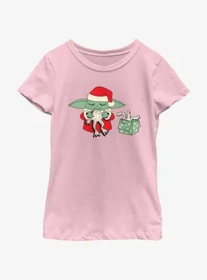 Star Wars The Mandalorian Santa Grogu Froggy Present Youth Girls T-Shirt