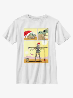 Star Wars The Mandalorian Grogu Christmas Comic Youth T-Shirt
