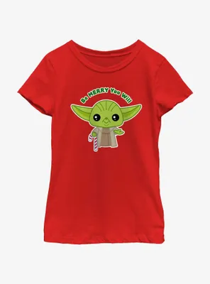 Star Wars Yoda Be Merry You Will Youth Girls T-Shirt
