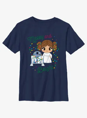 Star Wars R2-D2 & Leia Merry and Bright Youth T-Shirt
