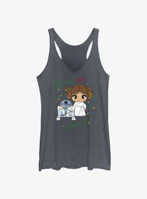 Star Wars R2-D2 & Leia Merry and Bright Womens Tank Top