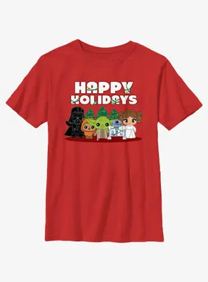 Star Wars Happy Holidays Chibis Youth T-Shirt