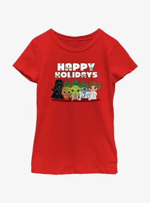 Star Wars Happy Holidays Chibis Youth Girls T-Shirt