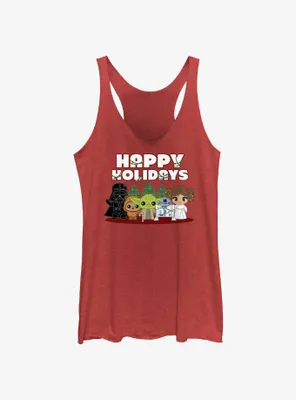 Star Wars Happy Holidays Chibis Womens Tank Top