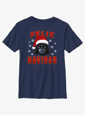 Star Wars Santa Vader Merry Christmas Spanish Youth T-Shirt