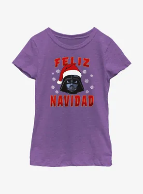 Star Wars Santa Vader Merry Christmas Spanish Youth Girls T-Shirt