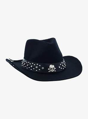 Black Skull & Rhinestone Cowboy Hat