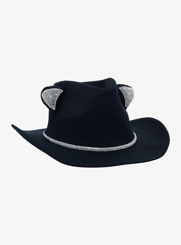 Black Sparkle Cat Ears Cowboy Hat